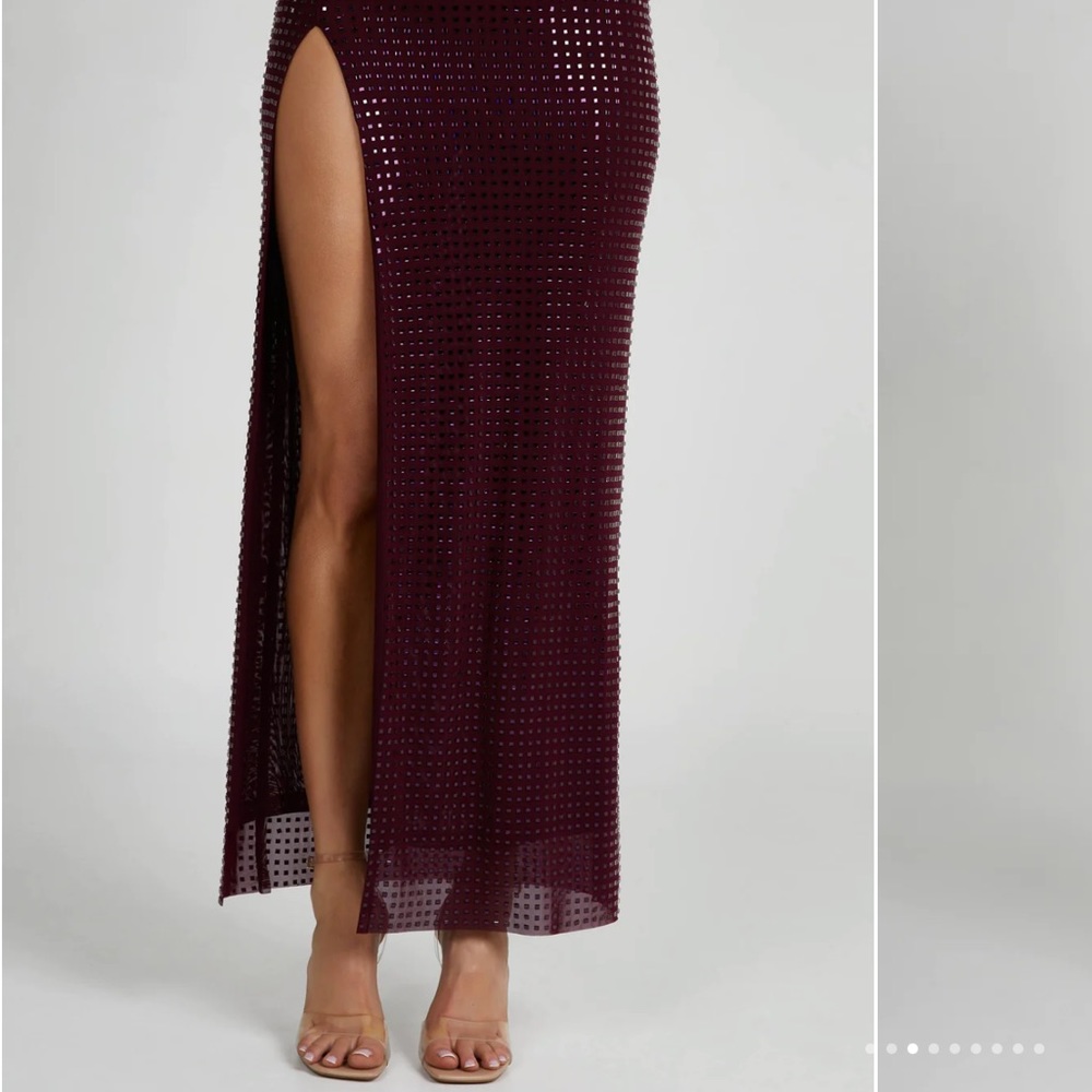 MESHKI Berry Diamonte Maxi Skirt